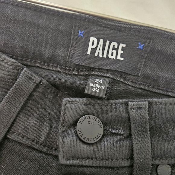 PAIGE Hoxton Ankle Pant in Black Fog Luxe Coating Women's Size 24 Black - Picture 7 of 9